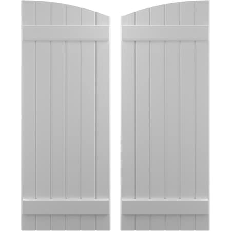 Americraft 6-Board (2 Batten) Wood Joined Board-n-Batten Shutters W/ Ellipt Top, ARW101BE621X73PRH